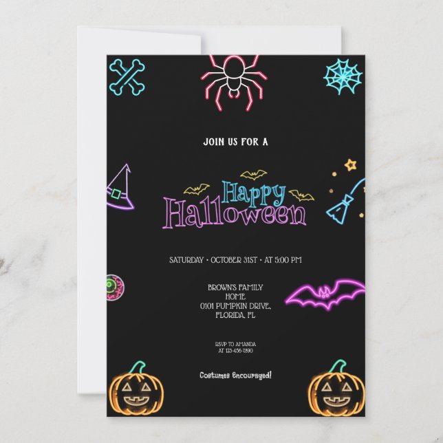 THE BEST NEON HALLOWEEN INVITATION (Front)