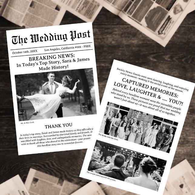 The Best Newspaper Photo Wedding Thank You Card (Creator Uploaded)