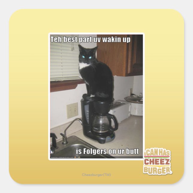 the best part uv wakin up square sticker (Front)