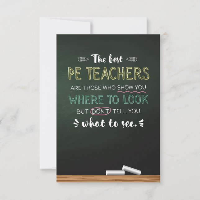 The best PE Teachers Thank You Card (Front)