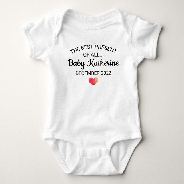 The Best Present of All Pregnancy Announcement Baby Bodysuit (Front)