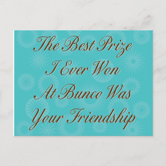 the best prize I ever won at Bunco Postcard (Front)