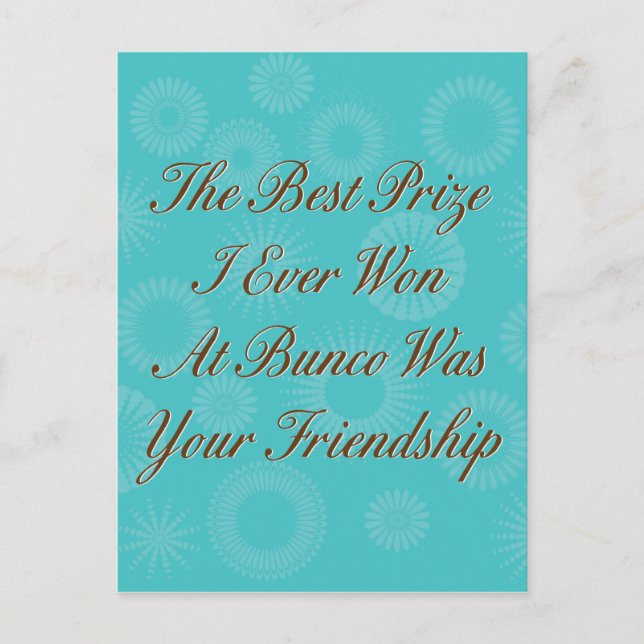 the best prize I ever won at Bunco Postcard (Front)
