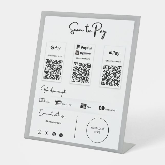 The Best QR Code Payment by Phone Pedestal Sign (Front)