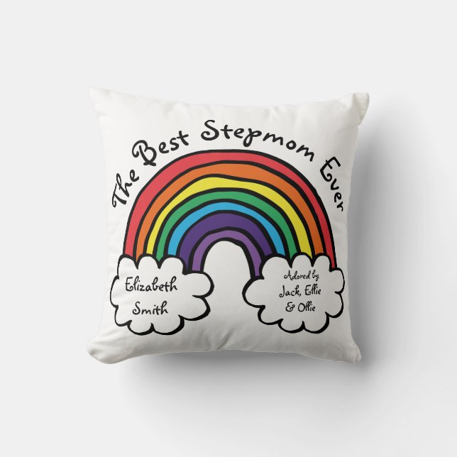The Best Stepmom, Stepmother Ever Colourful Rainbo Cushion (Front)