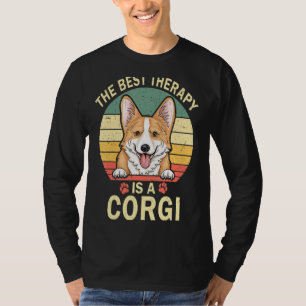 The Best Therapy Is A Corgi Vintage Dad Mum Dog Pa T-Shirt