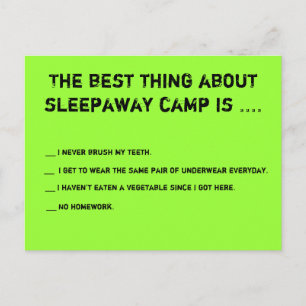 The Best Thing About Sleepaway Camp Is ... Postcard