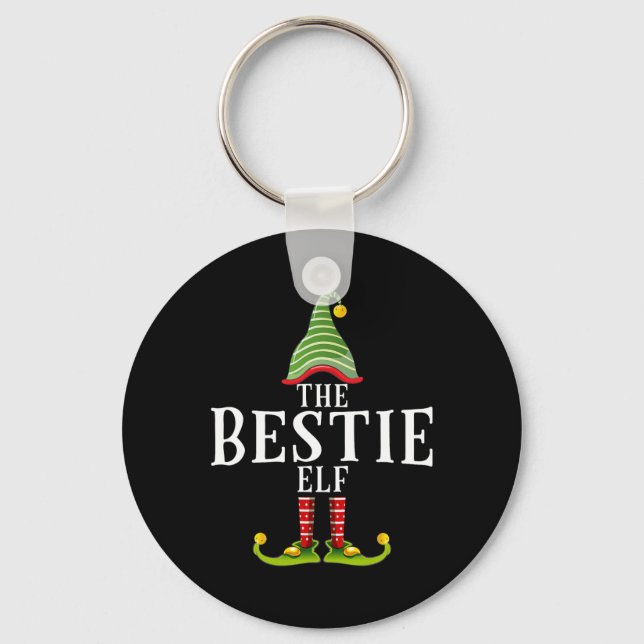 The Bestie Elf Funny Matching Pajama Xmas  Key Ring (Front)