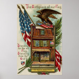 The Betsey Ross House, Eagle & Flag Poster