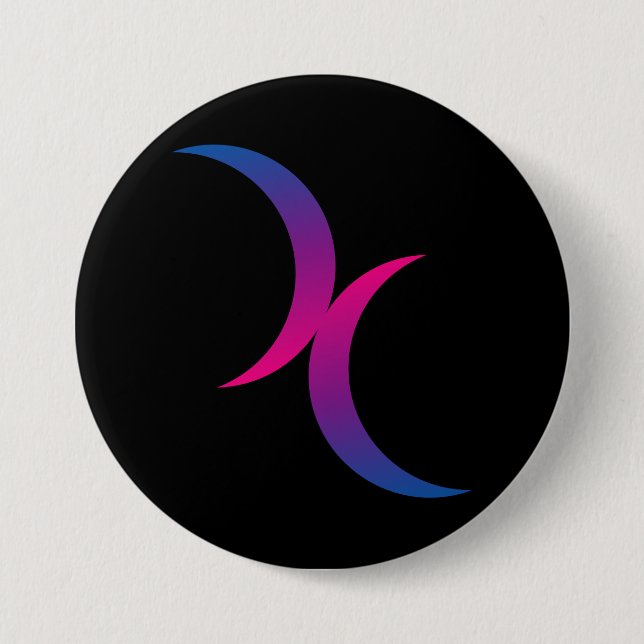The Bi Double Moon Symbol 7.5 Cm Round Badge (Front)