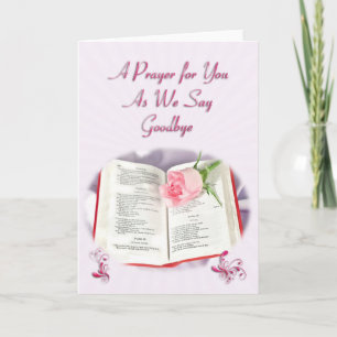 The Bible and rose prayer as we say goodbye Card