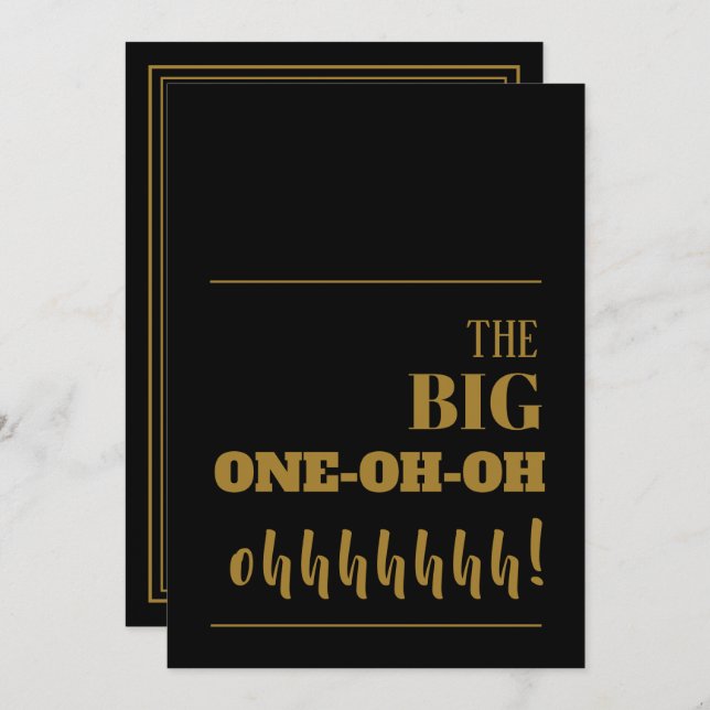 The BIG 100 Black Gold Birthday Party Invitation (Front/Back)
