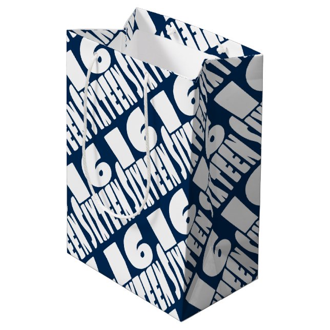 The BIG 16 Sixteenth Birthday Medium Gift Bag (Back Angled)