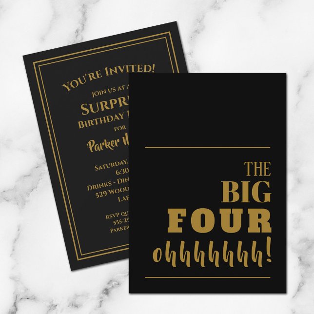 The BIG 40 Black Gold Birthday Party Invitations (Creator Uploaded)
