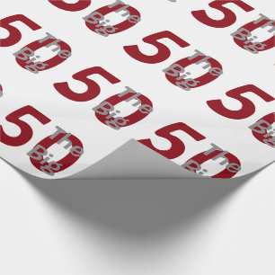 The big '50', Birthday, red, white text on white. Wrapping Paper