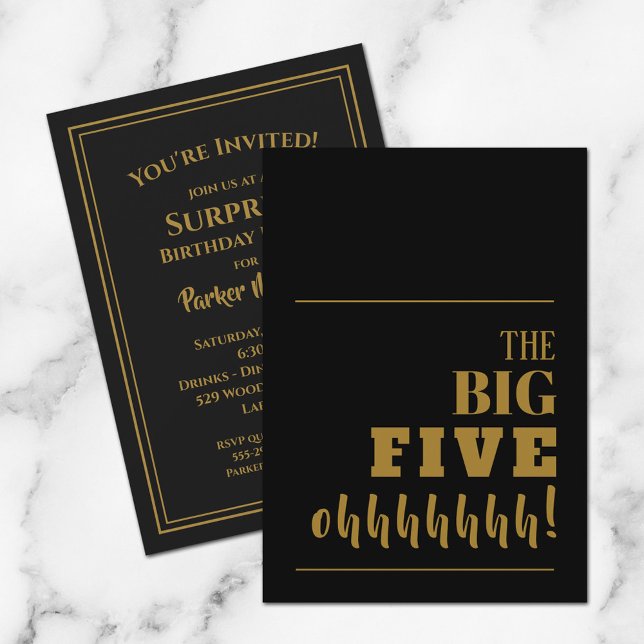 The BIG 50 Black Gold Birthday Party Invitations (Creator Uploaded)