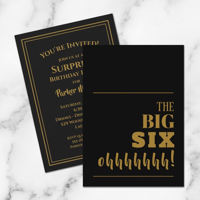 The BIG 60 Black Gold Birthday Party Invitations (Creator Uploaded)
