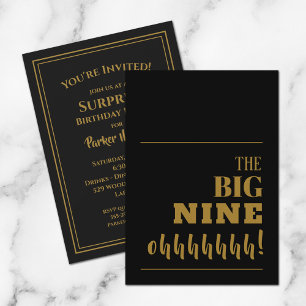 The BIG 90 Black Gold Birthday Party Invitations