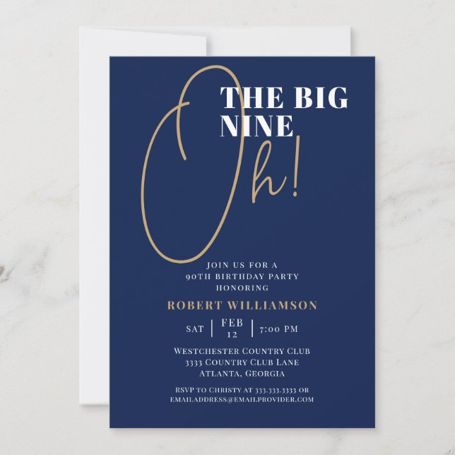 The Big 90th Blue Surprise Birthday Invitation (Front)