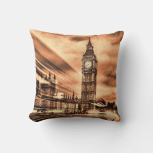 The Big Ben in retro style in London Cushion