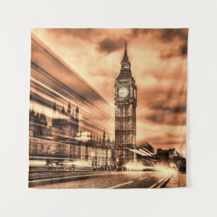 The Big Ben in retro style in London Tapestry