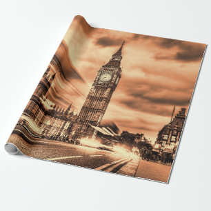 The Big Ben in retro style in London Wrapping Paper