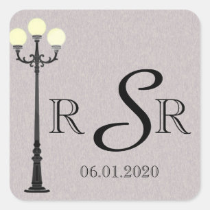 The Big Easy Wedding Monogram Square Sticker