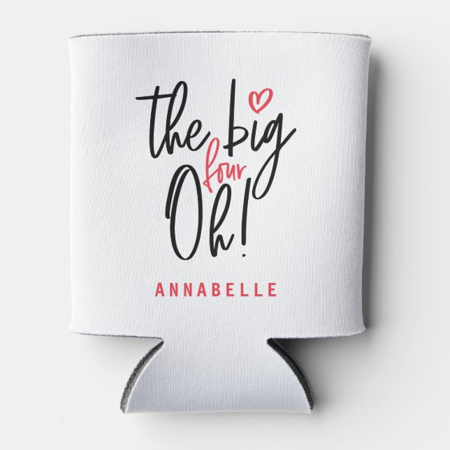 The big four oh! 40th birthday party favour gift can cooler (Front)