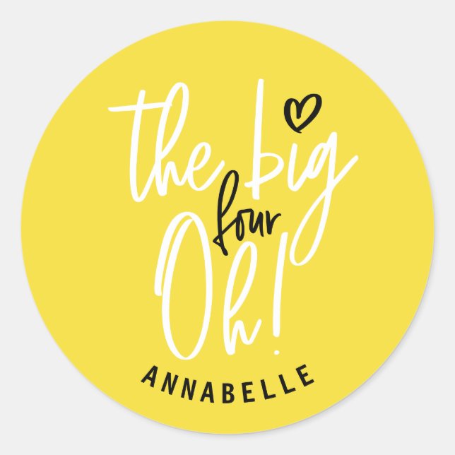 The big four oh! 40th birthday party favour gift classic round sticker (Front)