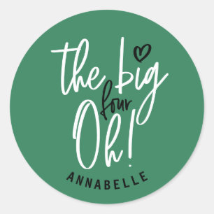 The big four oh! 40th birthday party favour gift classic round sticker