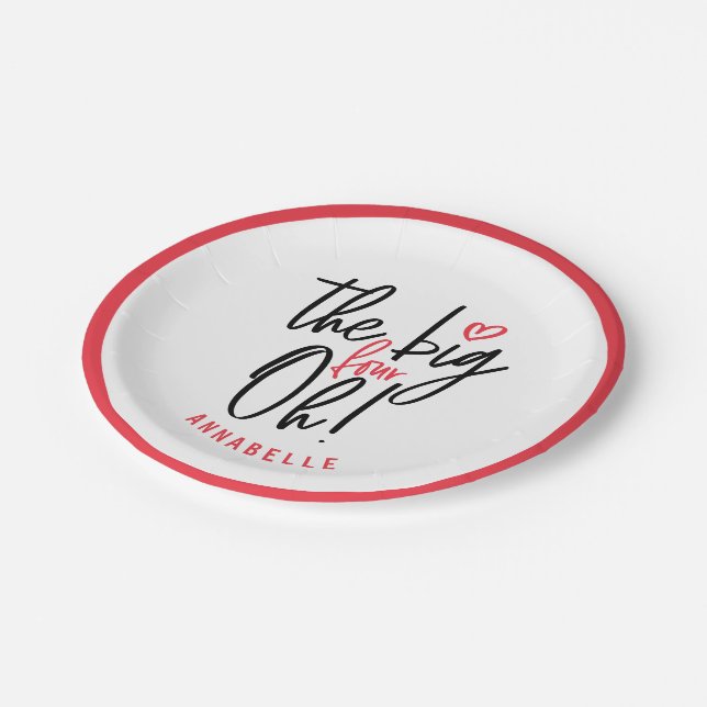 The big four oh! 40th birthday party favour gift paper plate (Angled)