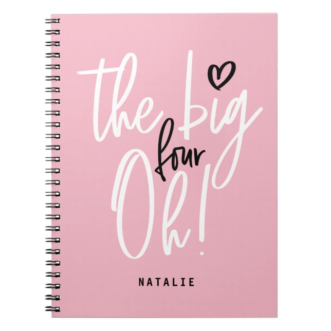 The big four oh! 40th birthday party pink girly  notebook (Front)