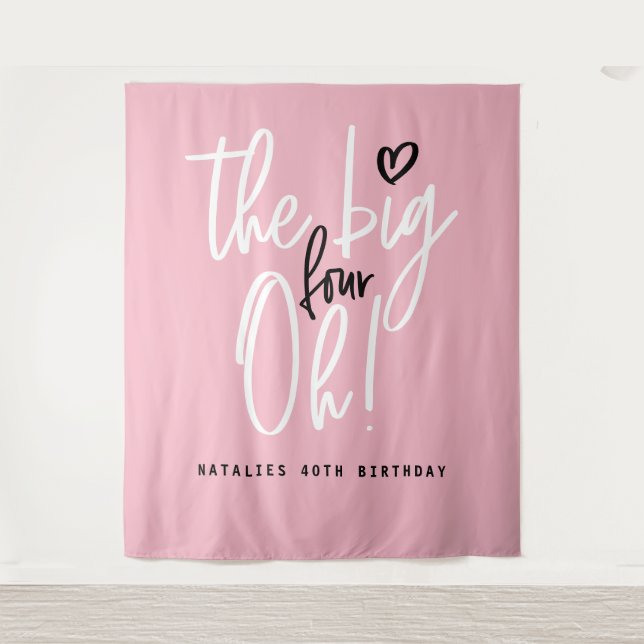 The big four oh! 40th birthday party pink girly tapestry (Front)