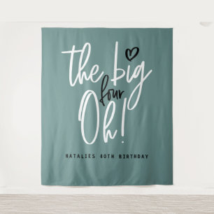 The big four oh! 40th birthday party teal girly tapestry