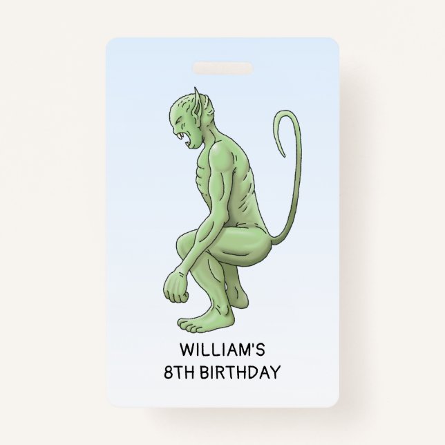 The Big Green Goblin Birthday ID Badge (Front)