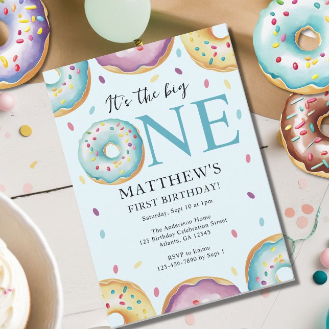 The Big One 1st Birthday Doughnut Theme Party Invitation (Creator Uploaded)