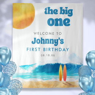 The Big One 1st Birthday Surf Beach Photo Backdrop Tapestry
