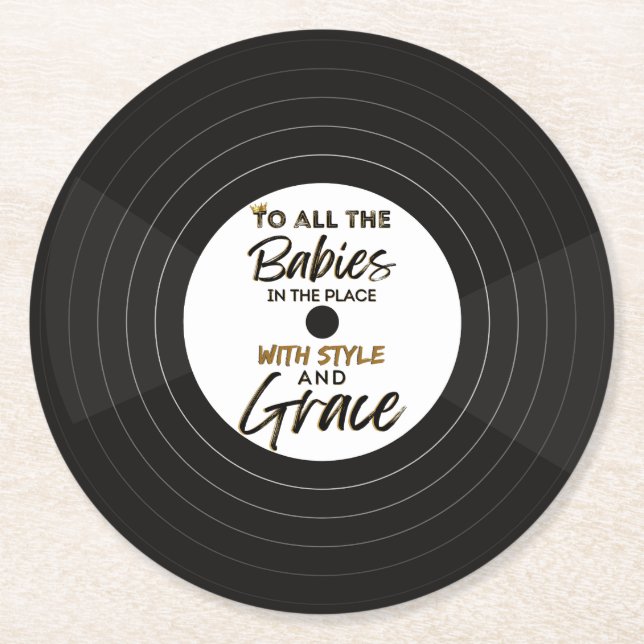 The Big One 90's Hip Hop 1st Birthday/Baby Shower  Round Paper Coaster (Front)