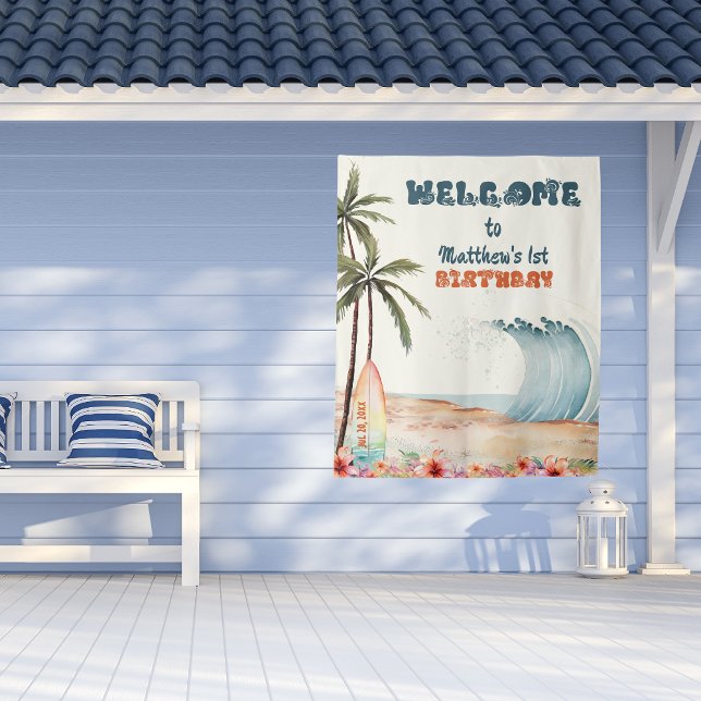 The Big One Beach Surf Birthday Party Tapestry (Creator Uploaded)