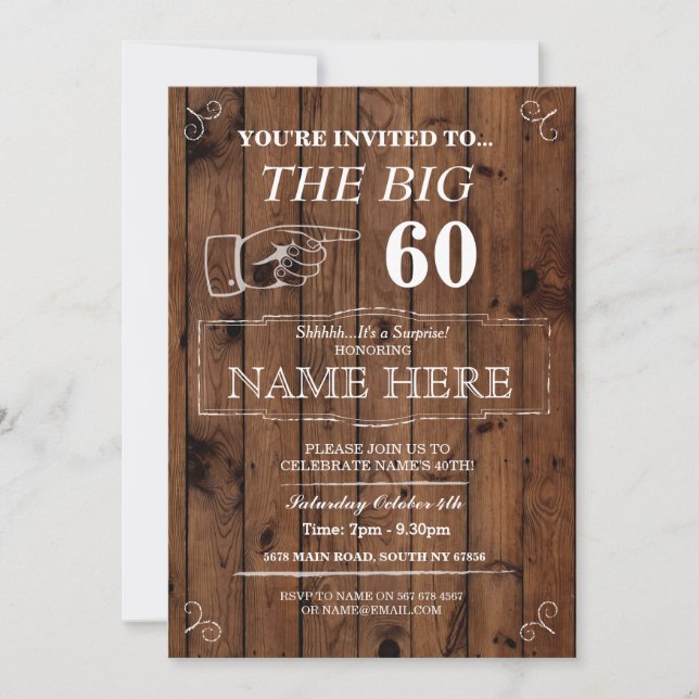 The Big One Birthday Party Rustic Wood Invite (Front)