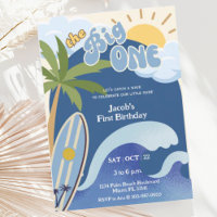 The Big One Blue Retro Surfing First Birthday 