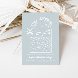The Big One   Boy's 1st Surf Beach Birthday Invitation