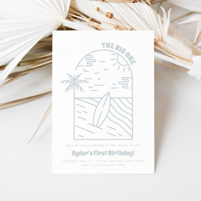 The Big One | Boy's 1st Surf Beach Birthday Invitation (Creator Uploaded)