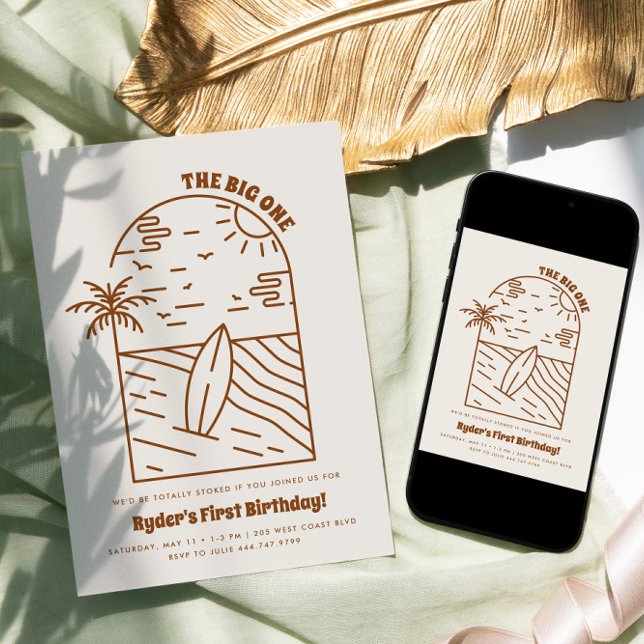 The Big One | Boy's 1st Surf Beach Birthday Invitation (Creator Uploaded)