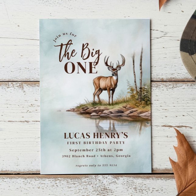 The Big ONE Deer First Hunting 1st Birthday Invitation (Creator Uploaded)