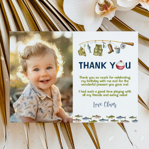The Big One Fishing Birthday Photo Thank You Card