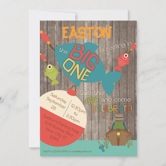 The Big One - Fishing First Birthday Invitation (Front)
