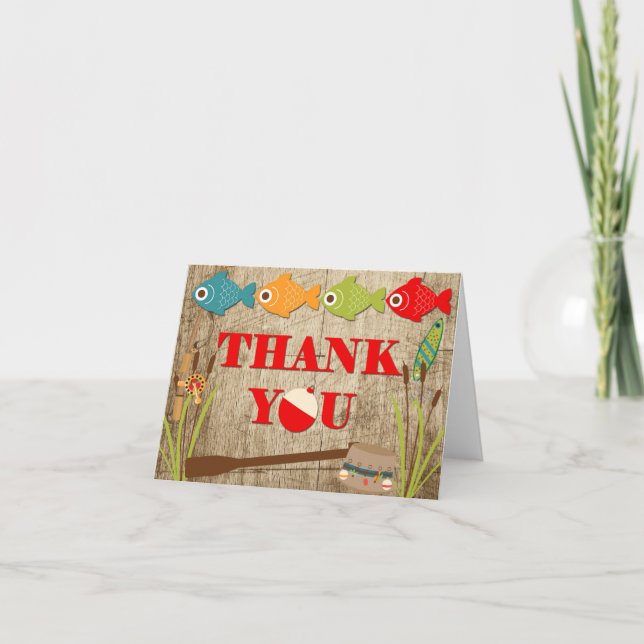 The Big One Fishing Theme Birthday Thank You Card (Front)