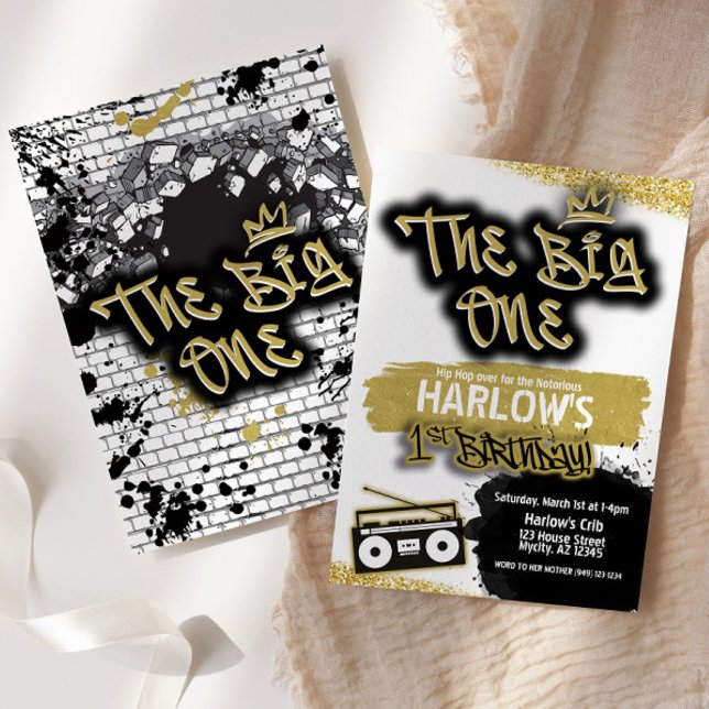 The Big One Hip Hop 1st Birthday Invitation (Creator Uploaded)