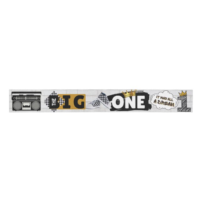 The BIG One | Hip Hop Retro 1st Birthday Grosgrain Ribbon (Front)